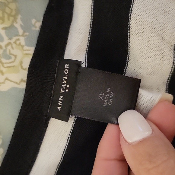 ANN TAYLOR EMBELLISHED STRIPED CARDIGAN SWEATER - Picture 7 of 8